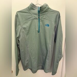 The North Face Teal and Gray Quarter -Zip Pullover size S